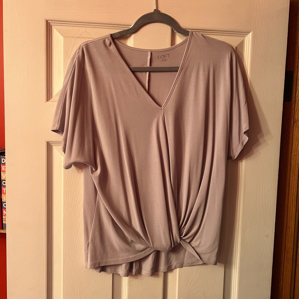LOFT Women's Short Sleeve Twist Front Top - Light Purple